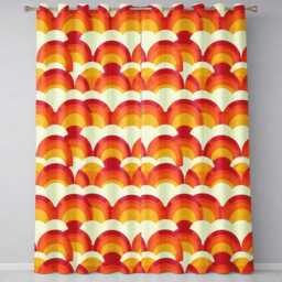Rainbow Arch Layered Scallop Pattern Seamless Readymade Eyelet Ring Top Thermal 100% Blackout Curtains - thumbnail 2