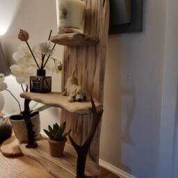 Handmade Rustic Solid Oak & Antler Shelf - thumbnail 2