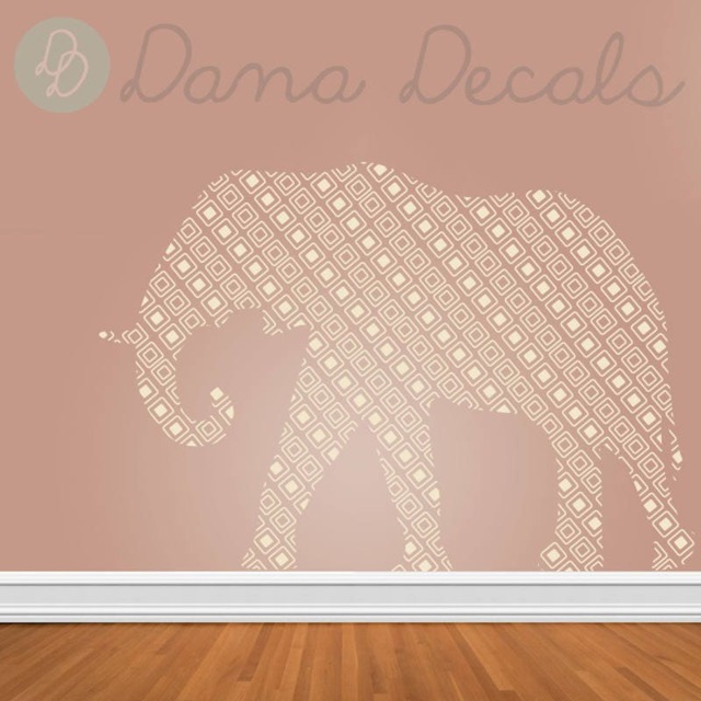 Modern Elephant Vinyl Wall Decal Large Nursery Kidsroom Decor Geometric Shapes Animal Sticker - image 1