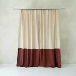 Linen Window Curtains Color Block, Natural Curtain Panel With Tape For Rings, Unlined, Blackout Or Privacy Drapes, Treatments - thumbnail 2