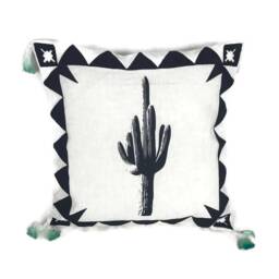 Black & White Cactus Cushion Covers UK With Dip Dyed Tassels 45 X cm 18 - thumbnail 2