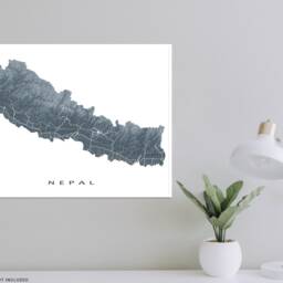 Nepal Map Print Poster, 3D Landscape Terrain Topographic Road Maps, Nepalese Of Wall Art Prints, Kathmandu Mount Everest Asia - thumbnail 3