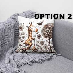 Whimsical Giraffe Adventures Cushion Cover - Nursery & Kids Decor - thumbnail 2