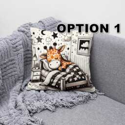 Whimsical Giraffe Adventures Cushion Cover - Nursery & Kids Decor - thumbnail 1