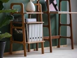 Record Player Stand With Vinyl Storage, Open Shelf 90 cm, Narrow Turntable Table, Mid Century Modern, Wooden, Custom Size