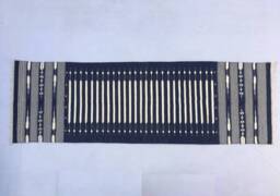 Multiple Sizes Navy Blue Cotton Runner Handmade Rug - Dark Royal & White