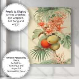 Yellow Lemon Botanical Repeat Pattern Floral Canvas Wall Art Print Decor Picture Ready To Hang - thumbnail 3