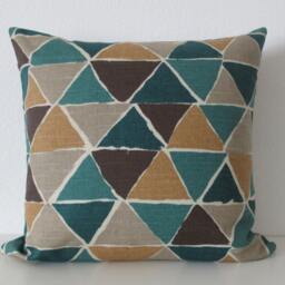 Jewel Tone Geometric Triangle Pillow Cover - Modern Cotton Throw - thumbnail 3