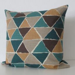 Jewel Tone Geometric Triangle Pillow Cover - Modern Cotton Throw - thumbnail 2