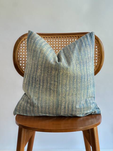 Indigo Neutral Tribal Hemp Hand Woven Natural Dye Color Lumbar Pillow Cover - image 1