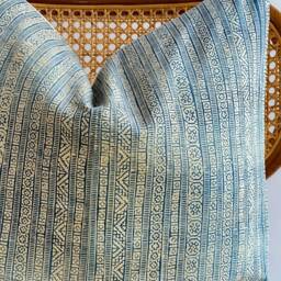Indigo Neutral Tribal Hemp Hand Woven Natural Dye Color Lumbar Pillow Cover - thumbnail 2