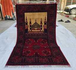Handwoven Afghan Wool Prayer Rug Beljik Design, Islamic Art 4.6x2.8Ft - thumbnail 1