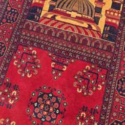 Handwoven Afghan Wool Prayer Rug Beljik Design, Islamic Art 4.6x2.8Ft - thumbnail 4