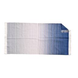 Handmade Cotton Striped Area Rug Blue Gray Reversible Dhurrie - thumbnail 2
