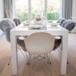 Grey Sheepskin Rugs For Chairs Dining Chairs, Outdoor Entertaining, Room, Scandi Home Decor, Wedding - thumbnail 3