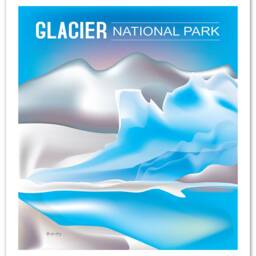Glacier National Park Poster, Art, Montana Print, Skyline, Map, Art Gift - Style E8-O-Glaci - thumbnail 3