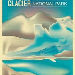 Glacier National Park Poster, Art, Montana Print, Skyline, Map, Art Gift - Style E8-O-Glaci - thumbnail 2