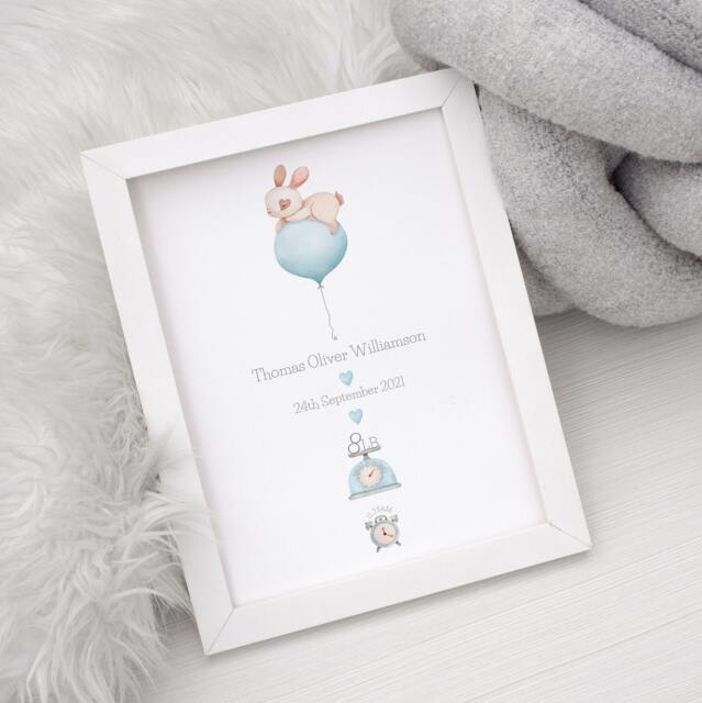 New Baby Boy Gift, Print, Birth Details Baby Present, Keepsake Christening Parents A4 - image 1