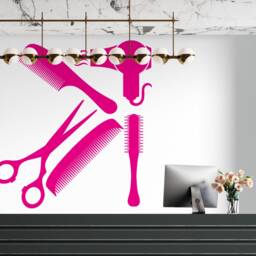 Hair Salon Wall Decal Stylist Tools, Barber Shop Decor 2846 - thumbnail 3
