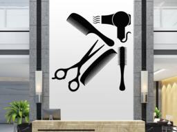 Hair Salon Wall Decal Stylist Tools, Barber Shop Decor 2846 - thumbnail 1