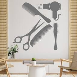 Hair Salon Wall Decal Stylist Tools, Barber Shop Decor 2846 - thumbnail 2