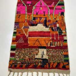 Handwoven Beni Ourain Rug Pink Abstract Moroccan Wool Rug - thumbnail 3