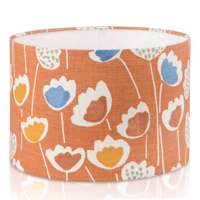 Clara Mango Orange Floral Flower Drum Lampshade Table Or Ceiling - image 1