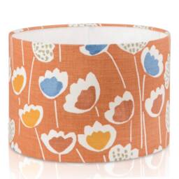 Clara Mango Orange Floral Flower Drum Lampshade Table Or Ceiling - thumbnail 1