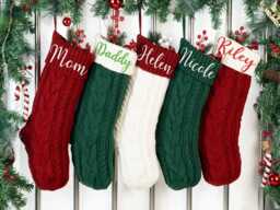 2025 Embroidered Knit Christmas Stocking, Personalized Family Stockings, Xmas Stockings With Name, Monogram Stocking, Holiday Decor
