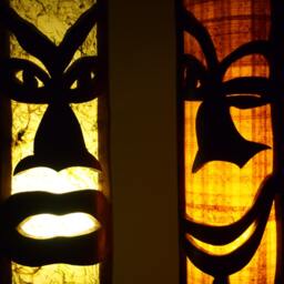 Handmade Bamboo Tiki Lamp Pair Tribal African Decor - thumbnail 3