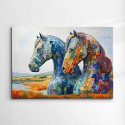 The Kelpies Scottish Landmark Abstract Oil Painting Wall Art, Framed Canvas Poster Print, Home Kitchen Office Room Decor, Travel Gifts - thumbnail 3
