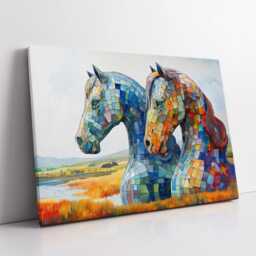 The Kelpies Scottish Landmark Abstract Oil Painting Wall Art, Framed Canvas Poster Print, Home Kitchen Office Room Decor, Travel Gifts - thumbnail 2
