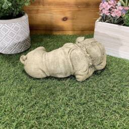 Stone Garden Laying Cute Funny Bulldog Statue Ornament - thumbnail 3