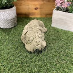 Stone Garden Laying Cute Funny Bulldog Statue Ornament - thumbnail 2