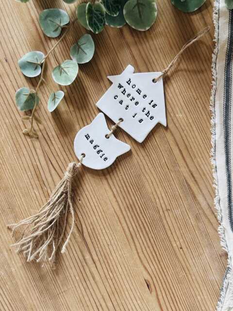 Personalised Pet Wall Hanging, New Cat Hanger, Housewarming Gift, Sign, Plaque, Lover Gift - image 1