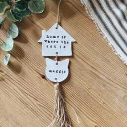 Personalised Pet Wall Hanging, New Cat Hanger, Housewarming Gift, Sign, Plaque, Lover Gift - thumbnail 2