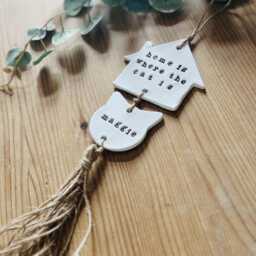 Personalised Pet Wall Hanging, New Cat Hanger, Housewarming Gift, Sign, Plaque, Lover Gift - thumbnail 3