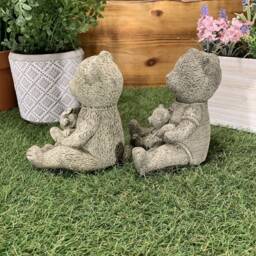 Stone Garden Pair Of Cute Teddy Bear Statue Ornaments - thumbnail 2