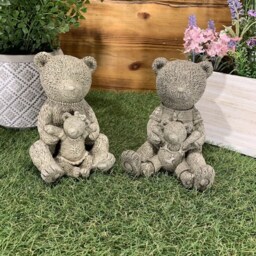 Stone Garden Pair Of Cute Teddy Bear Statue Ornaments - thumbnail 4
