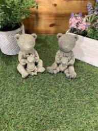 Stone Garden Pair Of Cute Teddy Bear Statue Ornaments - thumbnail 1