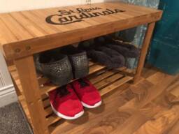 Customizable Bamboo Shoe Rack Bench, Entryway Organizer
