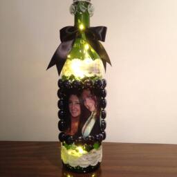 Best Friend Wine Bottle Lamp, Family Picture, Customizable Personalized Gift For Or Family, With Lights - thumbnail 3