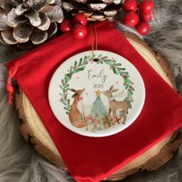 Personalised Woodland Christmas Santa Sack, Custom Holiday Linen Stocking, Winter Deer Gift Bag - thumbnail 3