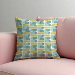 Muted Geometric Throw Pillow Cover, Soft Blue & Yellow Rounded Rectangle Cushion Case For Sofa Or Bed, Calm Modern Home Decor Accent - thumbnail 3