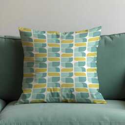 Muted Geometric Throw Pillow Cover, Soft Blue & Yellow Rounded Rectangle Cushion Case For Sofa Or Bed, Calm Modern Home Decor Accent - thumbnail 1