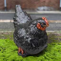 Unique Black Chicken Sculpture Concrete Figurine Outdoor Farmhouse Statue Front Door Decortion Lawn Ornament Chicken Lover Gift - thumbnail 1