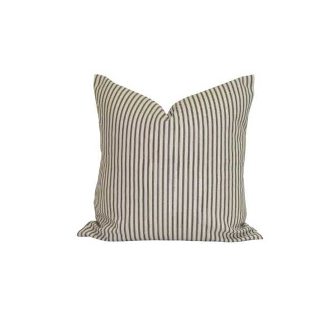 Fall Pillow Cover, Black Tan Ticking, Farmhouse Covers For 20x20 Pillow, 18x18 16x16 All Sizes Incl Euro Shams - image 1
