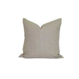 Fall Pillow Cover, Black Tan Ticking, Farmhouse Covers For 20x20 Pillow, 18x18 16x16 All Sizes Incl Euro Shams - thumbnail 1