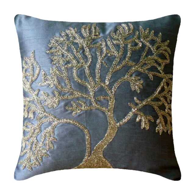 "Designer Tree Blue Throw Pillow For Bed 24""x24""/26""x26" - image 1