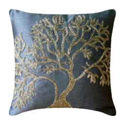 "Designer Tree Blue Throw Pillow For Bed 24""x24""/26""x26" - thumbnail 1